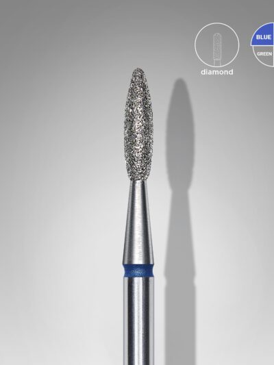 STALEKS – Diamanten nagelfreesbit vlam blauw EXPERT, kopdiameter 2,1 mm / werkend gedeelte 8 mm. (Bit Flame Blue)