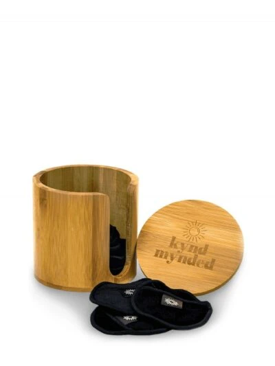 Kynd Mynded Wasbare wattenschijfjes met houder (14 stuks zwart)