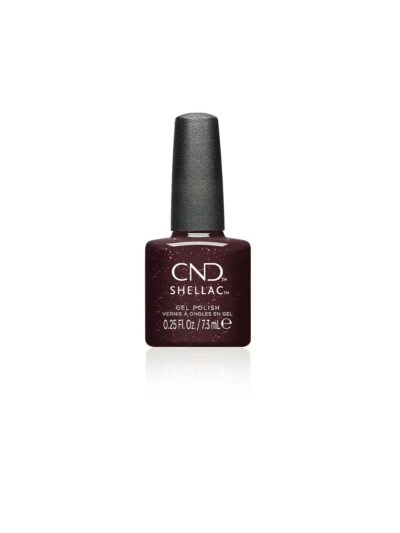 CND Shellac Poison Plum – Diep bordeauxrood met opvallende glitter #459