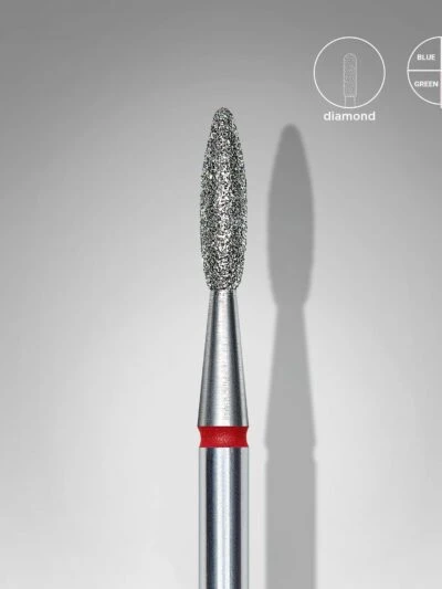 STALEKS – Diamanten nagelfreesbit vlam rood EXPERT, kopdiameter 2,1 mm / werkend gedeelte 8 mm. (Bit Flame Red)