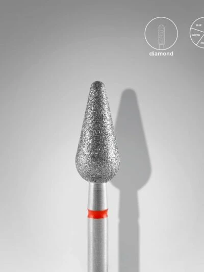 STALEKS – Diamanten Nagelfreesbit Rond Peer Rood EXPERT Kopdiameter: 5 mm Werkende Deel: 12 mm (Pear Red)