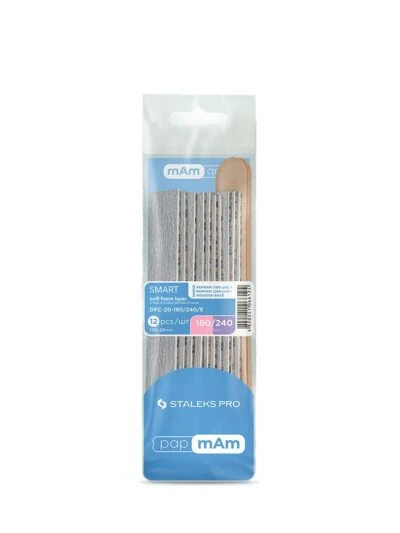 STALEKS – Wegwerp vijlen papmAm op zachte schuimlaag 180 grit (5 stuks), 240 grit (5 stuks) en een houten basis (2 stuks) SMART 20.