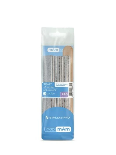 STALEKS – Wegwerp vijlen papmAm op zachte schuimlaag 240 grit (10 stuks) en een houten basis (2 stuks) SMART 20